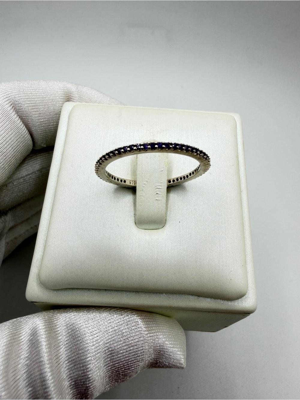 Silpada 925 Sterling‎ Silver Purple CZ Pave stacker ring R2995, Eternity Band!